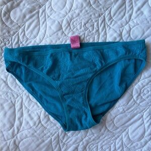 Vintage Y2K PINK Victoria's Secret Bright Blue Teal Low Rise Bikini Undie 2006